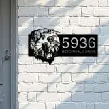 Custom Metal Hot Air Balloon Sky Adventure Travel Metal Address Sign, House number, Outdoor Number Signage, Yard Sign Address Plate