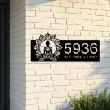 Custom Metal Yoga mandala meditation Metal Address Sign, House number, Outdoor Number Signage, Yard Sign Address Plate