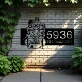Custom Metal Football player Sport Metal Address Sign, House number, Outdoor Number Signage, Yard Sign Address Plate