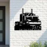 Custom Metal Trucker semi truck driver Metal Address Sign, House number, Outdoor Number Signage, Yard Sign Address Plate