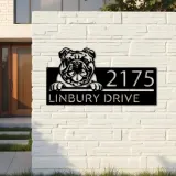 Custom Metal English Bulldog dog Puppy Metal Address Sign House number Hanging Address Plaque Yard Sign Outdoor decor