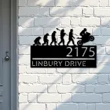 Custom Metal Motocycle evolution biker Metal Address Sign, House number, Outdoor Number Signage, Yard Sign Address Plate