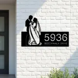 Custom Metal Couple Dancing bride and groom Metal Address Sign, House number, Outdoor Number Signage, Yard Sign Address Plate