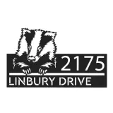 Custom Metal Peeking Badger Wild animal wildlife Metal Address Sign, House number, Outdoor Number Signage, Yard Sign Address Plate