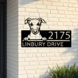 Custom Metal Whippet Dog Cute puppy Metal Address Sign House number Hanging Address Plaque Yard Sign Outdoor decor