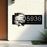 Custom Metal Dolphins sea life animals Metal Address Sign, House number, Outdoor Number Signage, Yard Sign Address Plate