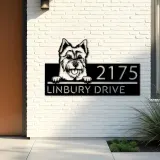 Custom Metal Australian terrier dog Puppy Metal Address Sign House number Hanging Address Plaque Yard Sign Outdoor decor