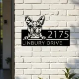 Custom Metal Boston terrier dog cute puppy Metal Address Sign House number Hanging Address Plaque Yard Sign Outdoor decor