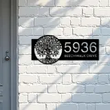 Custom Metal Tree of Life with Sun and Moon Metal Address Sign Custom House number Hanging Address Plaque Yard Sign Outdoor