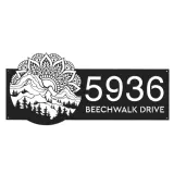 Custom Metal Mountain scene wild life Metal Address Sign, House number, Outdoor Number Signage, Yard Sign Address Plate