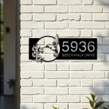 Custom Metal Hummingbird Floral Wreath Metal Address Sign, House number, Outdoor Number Signage, Yard Sign Address Plate