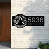 Custom Metal Buddha tree of life Metal Address Sign, House number, Outdoor Number Signage, Yard Sign Address Plate