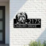 Custom Metal Tibetan Terrier dog Puppy Metal Address Sign House number Hanging Address Plaque Yard Sign Outdoor decor