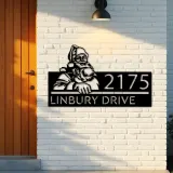 Custom Metal Santa Claus Metal Address Sign, House number, Outdoor Number Signage, Yard Sign Address Plate