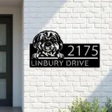 Custom Metal Shih Tzu Dog Cute puppy Metal Address Sign House number Hanging Address Plaque Yard Sign Outdoor decor