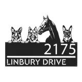 Custom Metal German shepherd Dogs and horse Metal Address Sign House number Hanging Address Plaque Yard Sign Outdoor decor