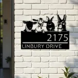 Custom Metal Goat Sheep Donkey rabbit farmhouse Metal Address Sign House number Hanging Address Plaque Yard Sign Outdoor decor