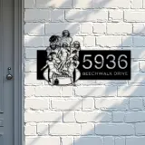 Custom Metal Football player Sport Metal Address Sign, House number, Outdoor Number Signage, Yard Sign Address Plate