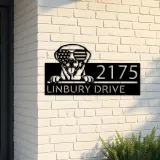 Custom Metal Labrador dog US flag glasses Metal Address Sign House number Hanging Address Plaque Yard Sign Outdoor decor