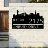 Custom Metal New York city skyline Metal Address Sign Hanging Address Plaque house number Yard Outdoor Sign