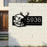 Custom Metal Deer mountain wild scene Metal Address Sign, House number, Outdoor Number Signage, Yard Sign Address Plate