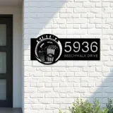Custom Metal Cinema popcorn movie lover Metal Address Sign Custom House number Hanging Address Plaque Yard Sign Outdoor