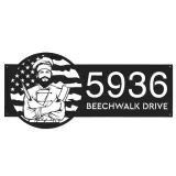 Custom Metal Chef cook cooking US flag Metal Address Sign, House number, Outdoor Number Signage, Yard Sign Address Plate