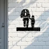 Custom Metal Firefighter father and son Fireman Metal Address Sign, House number, Outdoor Number Signage, Yard Sign Address Plate
