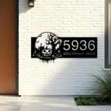 Custom Metal Haunted scene halloween pumpkin Metal Address Sign Custom House number Hanging Address Plaque Yard Outdoor Sign