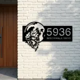 Custom Metal Wolf howling on full moon Metal Address Sign, House number, Outdoor Number Signage, Yard Sign Address Plate001