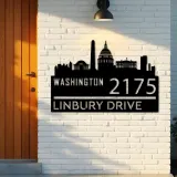 Custom Metal Washington city skyline Metal Address Sign Hanging Address Plaque house number Yard Outdoor Sign