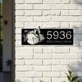 Custom Metal Floral hummingbird Metal Address Sign, House number, Outdoor Number Signage, Yard Sign Address Plate