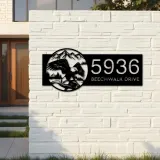 Custom Metal Eagle on Tree Branch in Mountains Metal Address Sign, House number, Outdoor Number Signage, Yard Sign Address Plate
