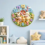 Whimsical Farm Animals Kids Room Wall Clock