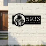 Custom Metal Astronaut Spaceman Metal Address Sign Custom House number Hanging Address Plaque Yard Sign Outdoor