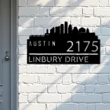 Custom Metal Austin city skyline Metal Address Sign Hanging Address Plaque house number Yard Outdoor Sign