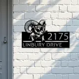 Custom Metal Peeking Ram farm animal ranch Metal Address Sign, House number, Outdoor Number Signage, Yard Sign Address Plate