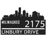 Custom Metal Milwaukee city skyline Metal Address Sign Hanging Address Plaque house number Yard Outdoor Sign