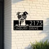 Custom Metal Greyhound dog US flag glasses Metal Address Sign House number Hanging Address Plaque Yard Sign Outdoor decor