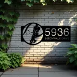 Custom Metal Tennis player sport Metal Address Sign, House number, Outdoor Number Signage, Yard Sign Address Plate