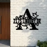 Custom Metal Floral Monogram Split Letter A Metal Address Sign House number Hanging Address Plaque Yard Sign Outdoor decor