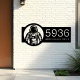 Custom Metal Astronaut Spaceman Metal Address Sign Custom House number Hanging Address Plaque Yard Sign Outdoor