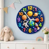 Outer Space Astronaut Kids Room Wall Clock
