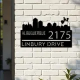 Custom Metal Albuquerque city skyline Metal Address Sign Hanging Address Plaque house number Yard Outdoor Sign
