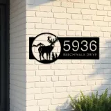 Custom Metal Deer buck mountain scene Metal Address Sign, House number, Outdoor Number Signage, Yard Sign Address Plate