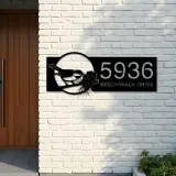 Custom Metal Bird with pinecone Metal Address Sign, House number, Outdoor Number Signage, Yard Sign Address Plate