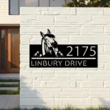 Custom Metal Peeking Horse farm animal ranch Metal Address Sign, House number, Outdoor Number Signage, Yard Sign Address Plate