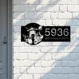 Custom Metal Alien on the Desert UFO Metal Address Sign House number Hanging Address Plaque Yard Sign Outdoor