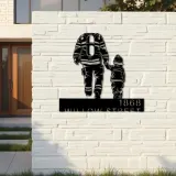 Custom Metal Firefighter father and son Fireman Metal Address Sign, House number, Outdoor Number Signage, Yard Sign Address Plate