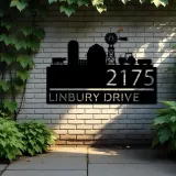 Custom Metal Farm landscape ranch Metal Address Sign, House number, Outdoor Number Signage, Yard Sign Address Plate